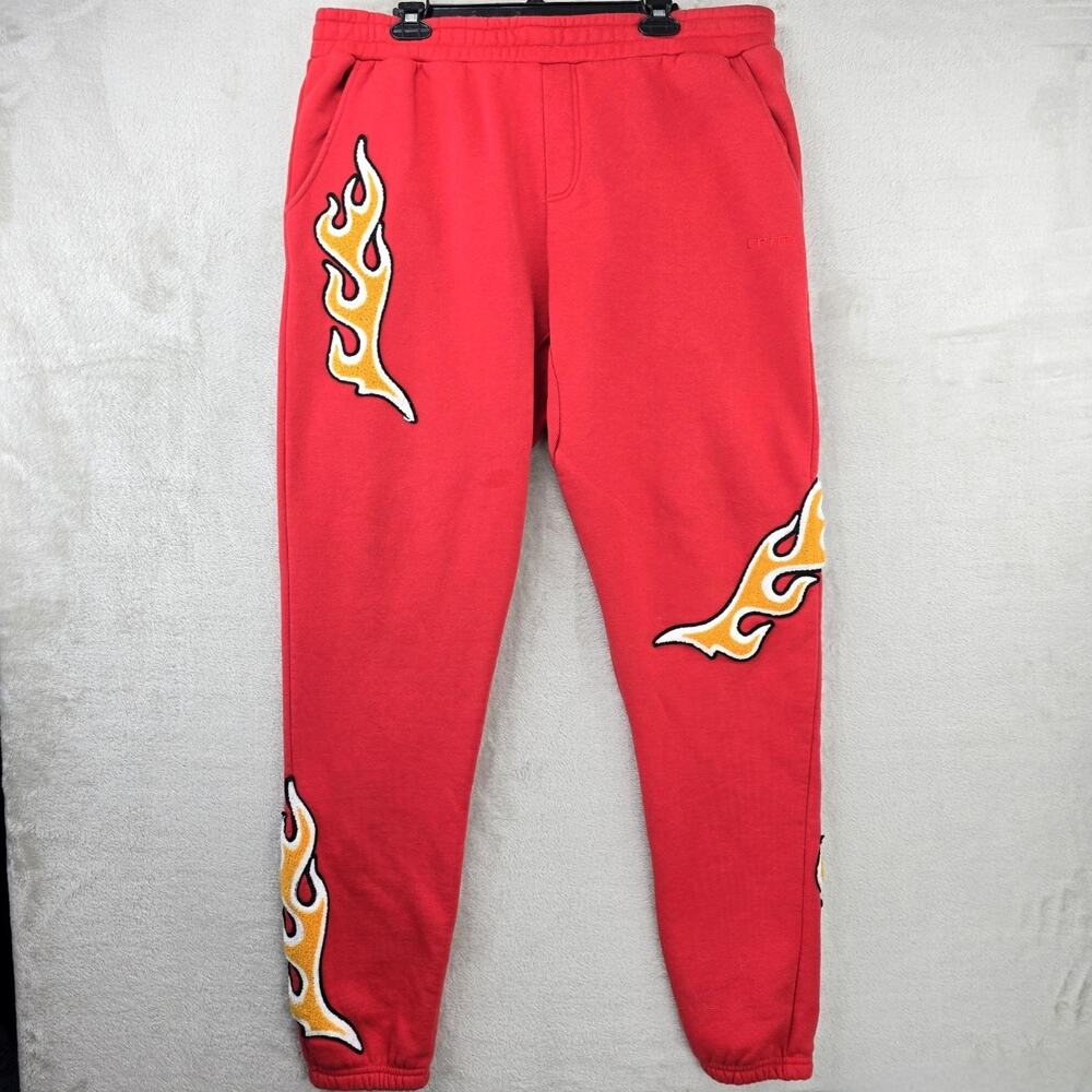 EPTM Sweatpants Mens Size XXL Red Flames Streetwear Grunge Y2K Style